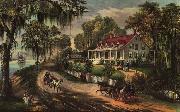 Currier and Ives A Home on the Mississippi oil